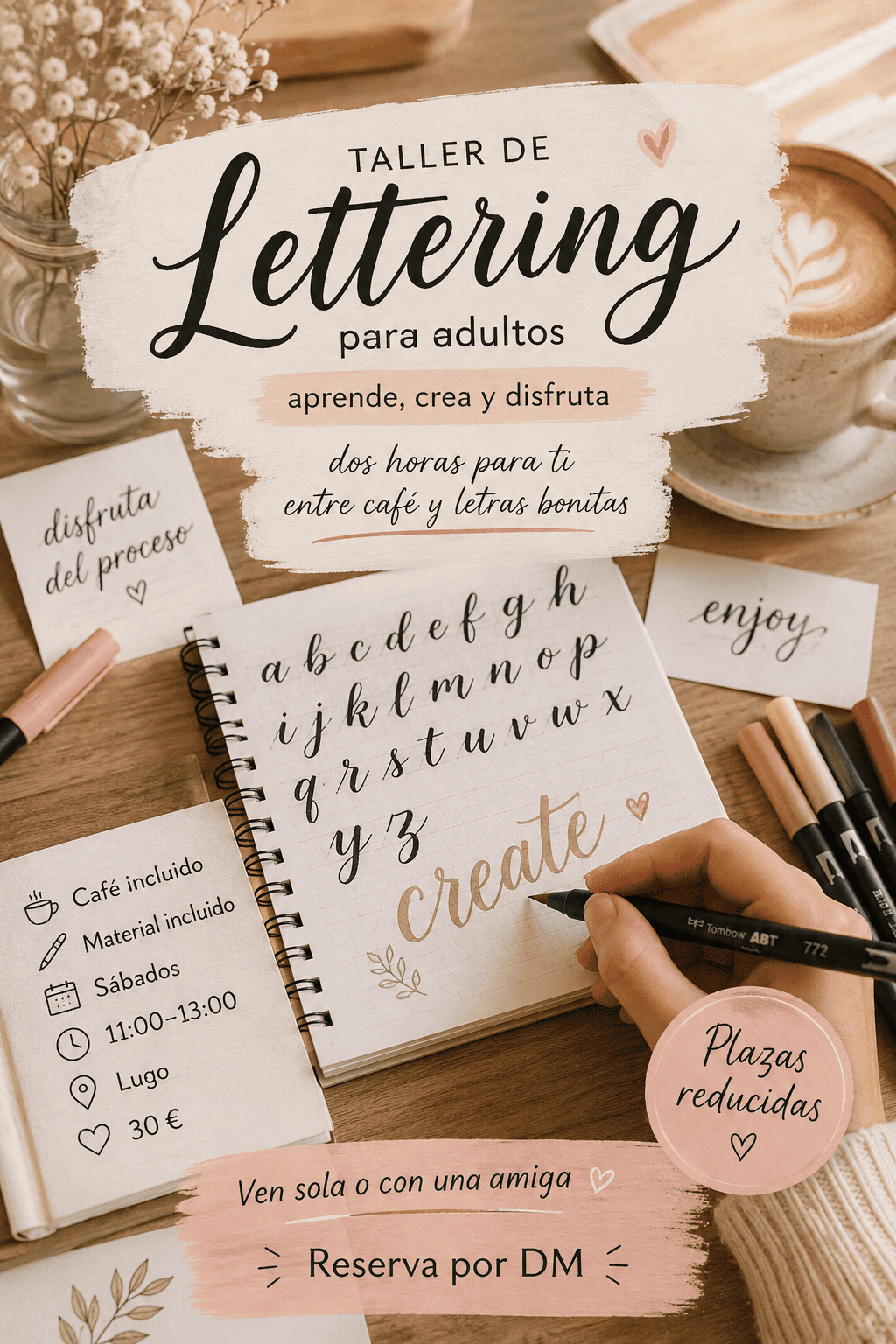 Taller de Lettering en Lugo para Adultos | Coffee & Lettering ☕︎✍️
